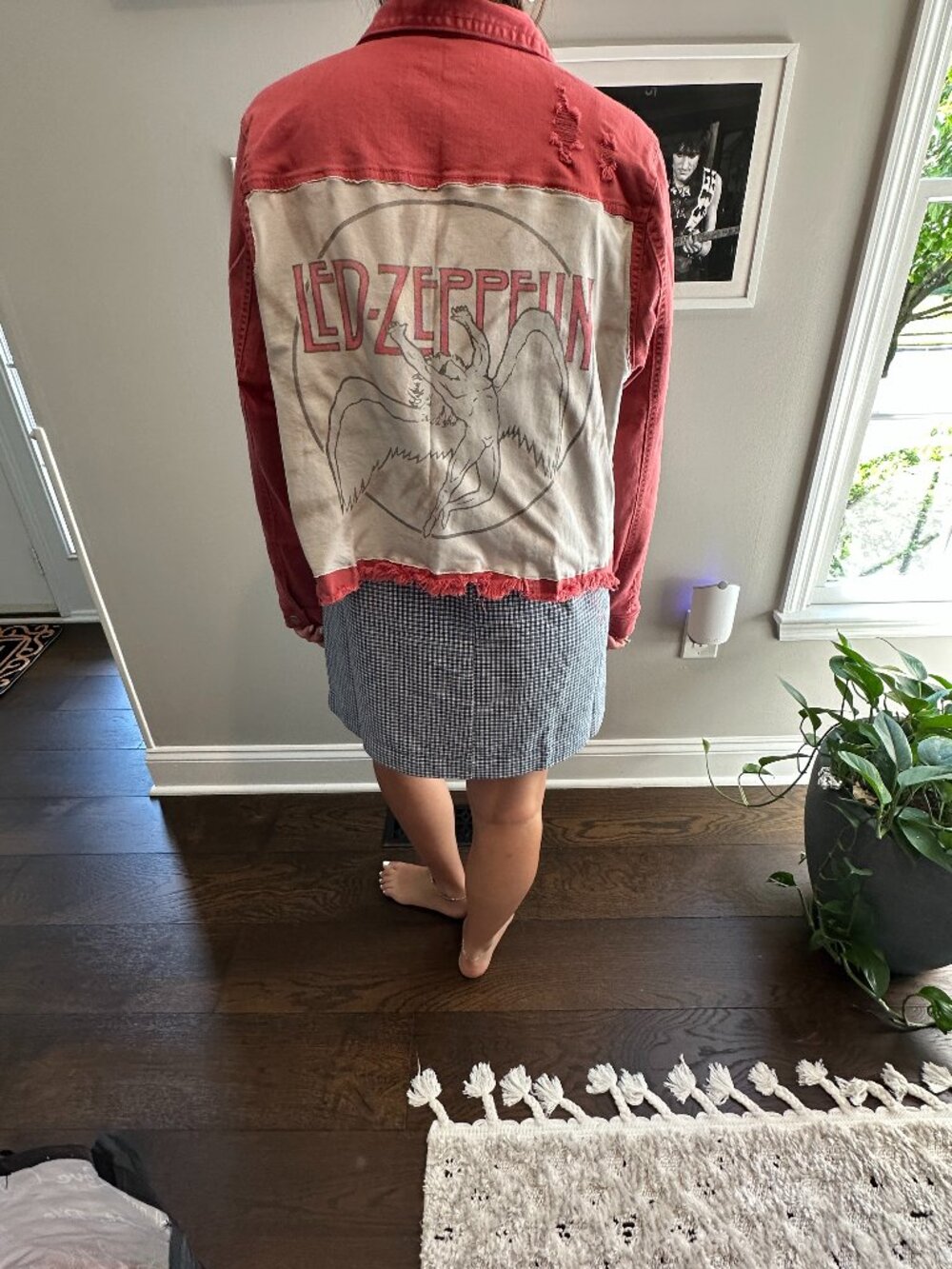 Led Zeppelin Coral Pink Denim Distressed Jacket (M)
